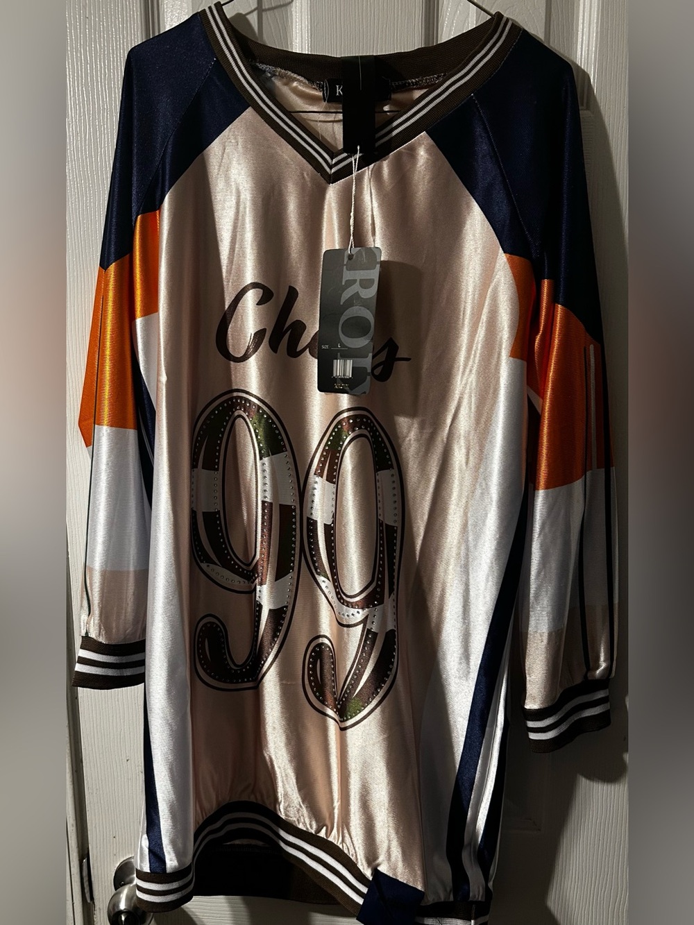 Kroix Sporty Satin Varsity Jersey Dress - Colorblock 99